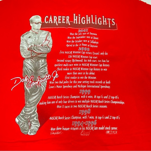 Dale Earnhardt Jr Bud Racing T-Shirt Chase Authentics Nascar Career Highlights - Picture 5 of 7